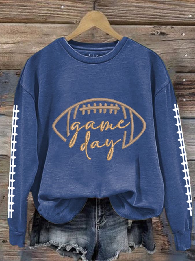 🔥Buy 2 Get 5% Off🔥Women's Football Print Round Neck Sweatshirt