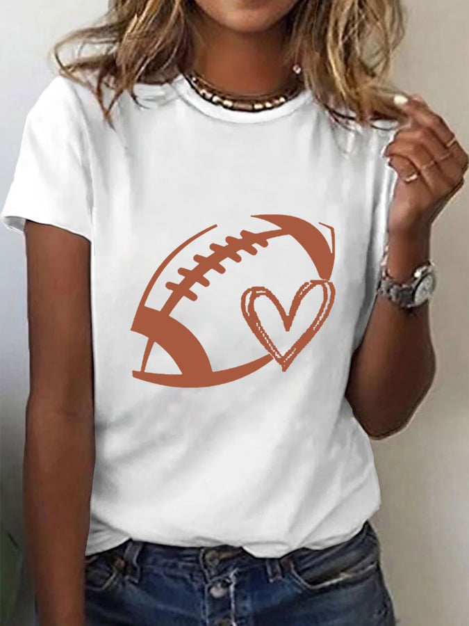 Women's Football Lovers Fans Gameday Casual Cotton Tee