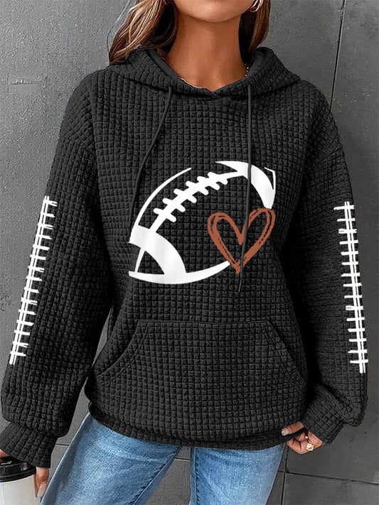 🔥Buy 2 Get 5% Off🔥Women's Football Lover Casual Waffle Hoodie