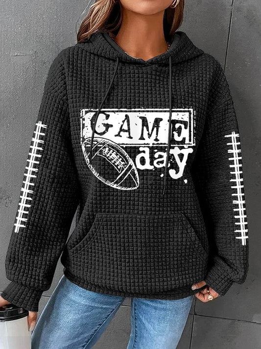 🔥Buy 2 Get 5% Off🔥Women's Football Fans Lovers Gameday Casual Waffle Hoodie