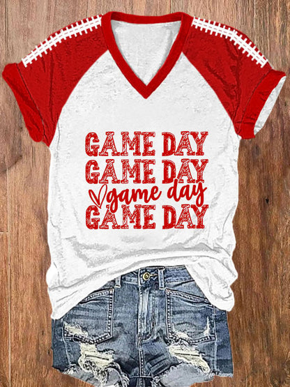 🔥Buy 2 Get 5% Off🔥Women's Football Fans Lovers Gameday Casual V-Neck Tee