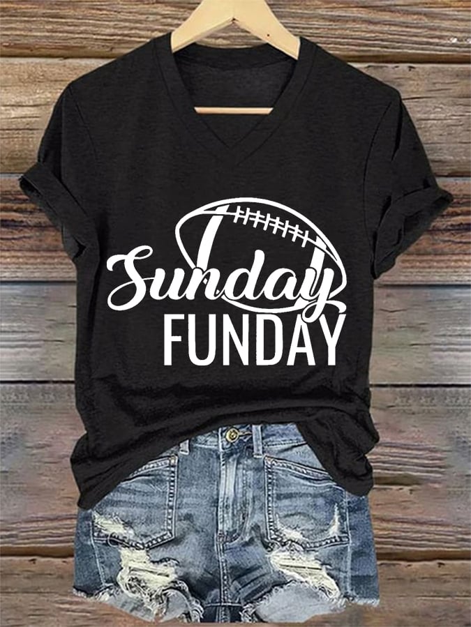 🔥Buy 2 Get 5% Off🔥Women's Sunday Funday Football Fans Lover Gameday Casual V-Neck Tee