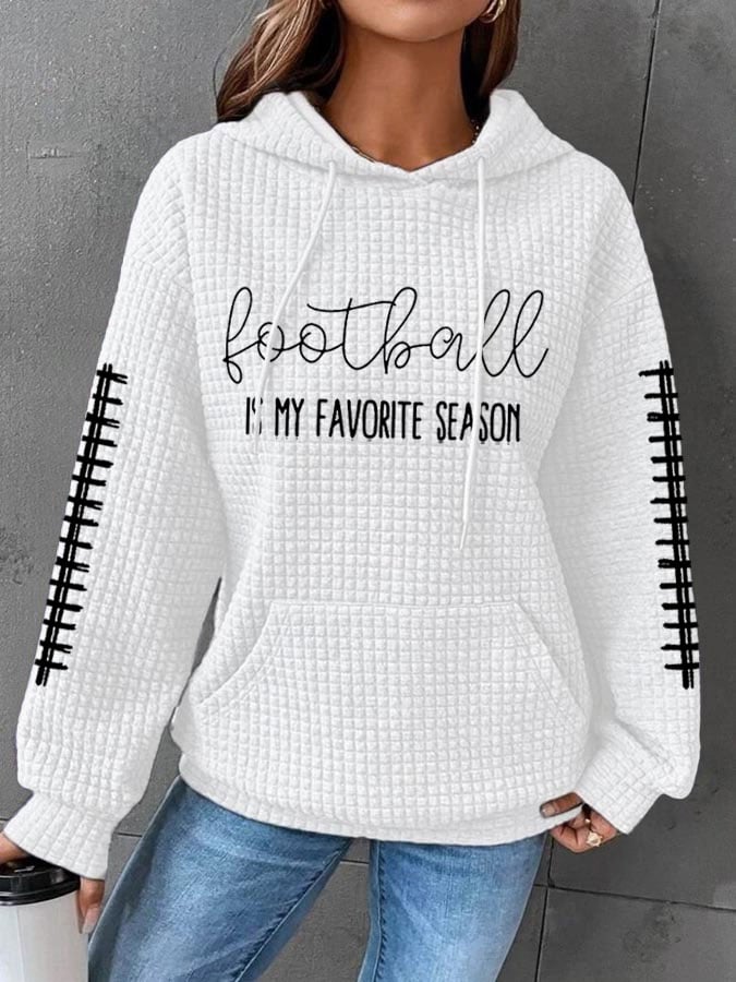 Women's Football Is My Favourite Season Casual Waffle Hoodie