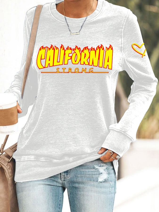 Women's California Strong Print Crewneck Sweatshirt