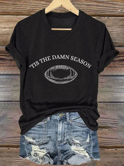 🔥Buy 2 Get 5% Off🔥Women's Tis The Damn Season Printed Casual V-Neck T-Shirt