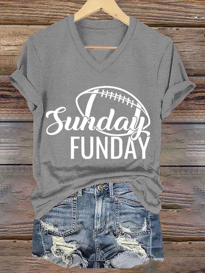 🔥Buy 2 Get 5% Off🔥Women's Sunday Funday Football Fans Lover Gameday Casual V-Neck Tee