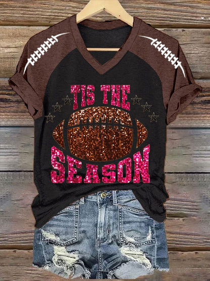 Women's Football Season Print Casual T-Shirt