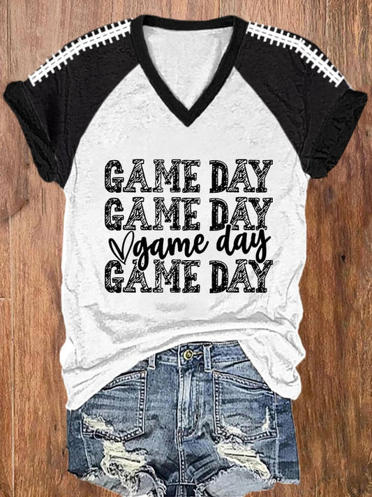 🔥Buy 2 Get 5% Off🔥Women's Football Fans Lovers Gameday Casual V-Neck Tee