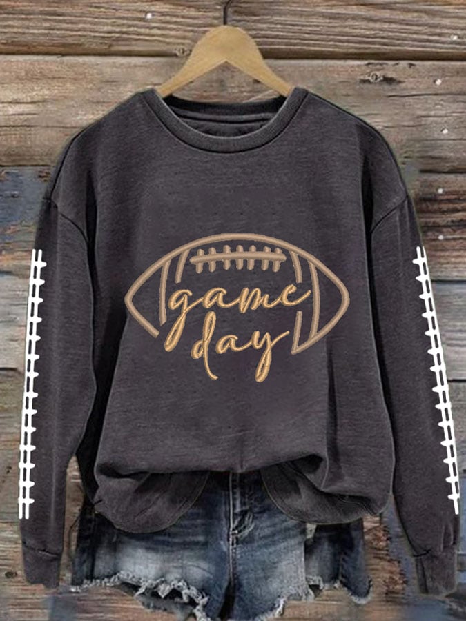 🔥Buy 2 Get 5% Off🔥Women's Football Print Round Neck Sweatshirt