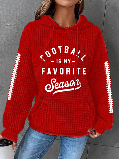 🔥Buy 2 Get 5% Off🔥Women's Football Fans Lovers Football Is My Favorite Season Casual Waffle Hoodie