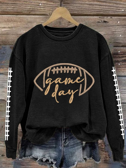 🔥Buy 2 Get 5% Off🔥Women's Football Print Round Neck Sweatshirt