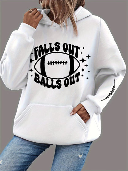 Women's Falls Out Balls Out Football Print Casual Sweatshirt