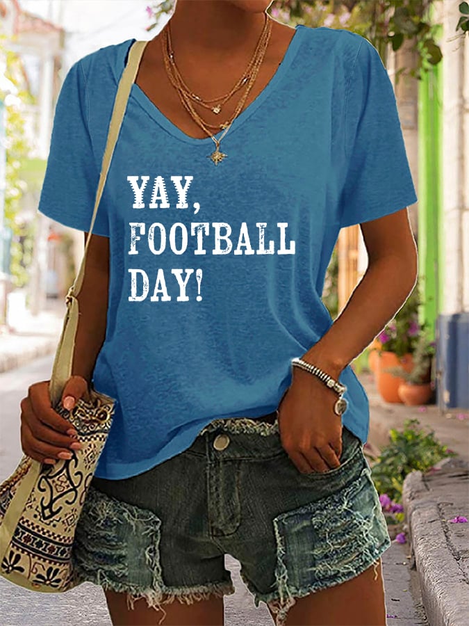 🔥Buy 2 Get 5% Off🔥Women's Yay Football Day Print T-Shirt