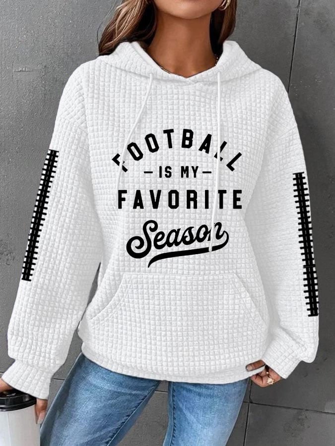 🔥Buy 2 Get 5% Off🔥Women's Football Fans Lovers Football Is My Favorite Season Casual Waffle Hoodie