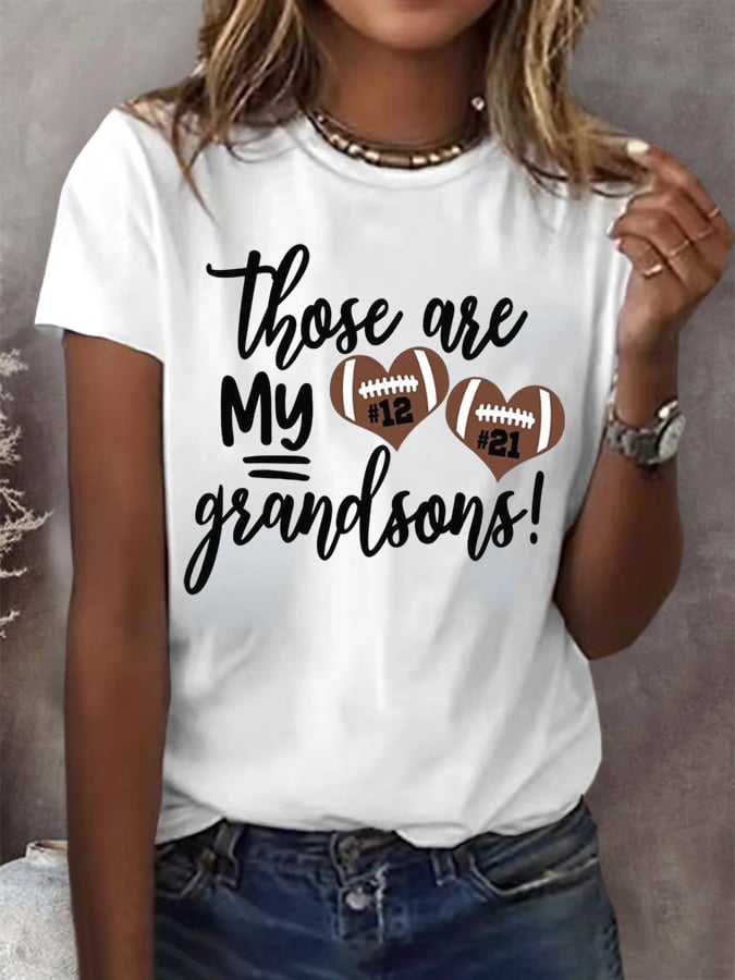 Women's Those Are My Grandsons Football  Casual T-Shirt