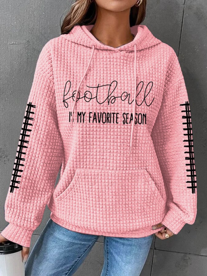 Women's Football Is My Favourite Season Casual Waffle Hoodie