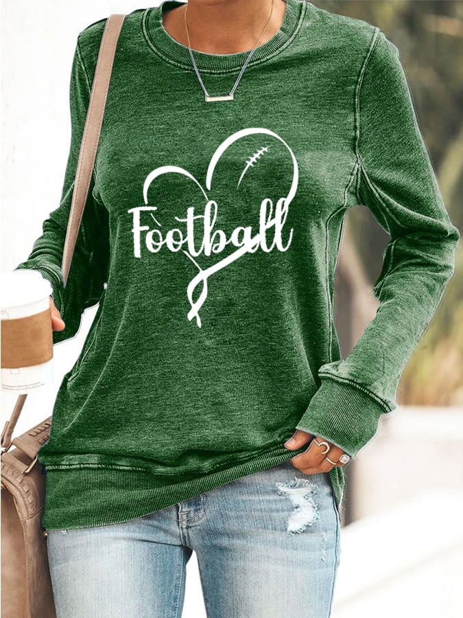 Women's Fly Football Print Casual Hoodie