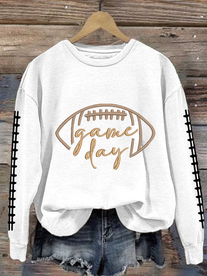 🔥Buy 2 Get 5% Off🔥Women's Football Print Round Neck Sweatshirt