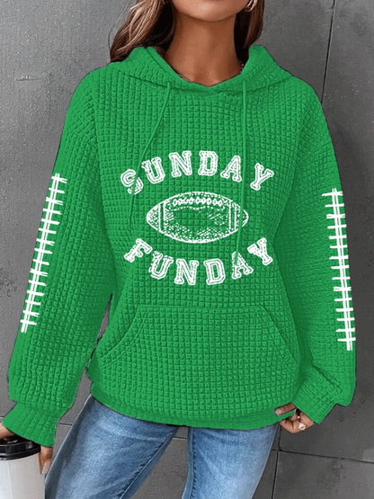 🔥Buy 2 Get 5% Off🔥Women's Sunday Funday Football Fans Lovers Gameday Casual Waffle Hoodie