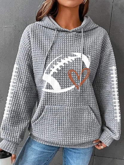 🔥Buy 2 Get 5% Off🔥Women's Football Lover Casual Waffle Hoodie