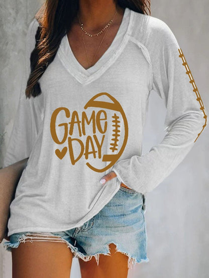 🔥Buy 2 Get 5% Off🔥Women's Football Print V Neck T-Shirt