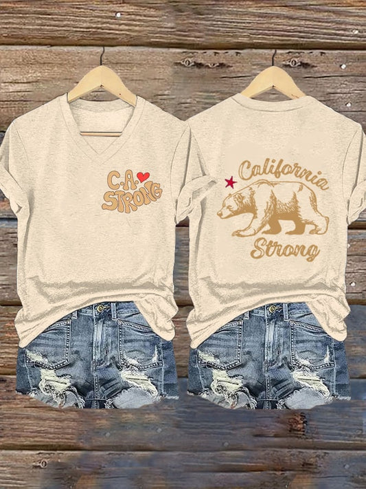 Women's Strong California Print Casual T-Shirt