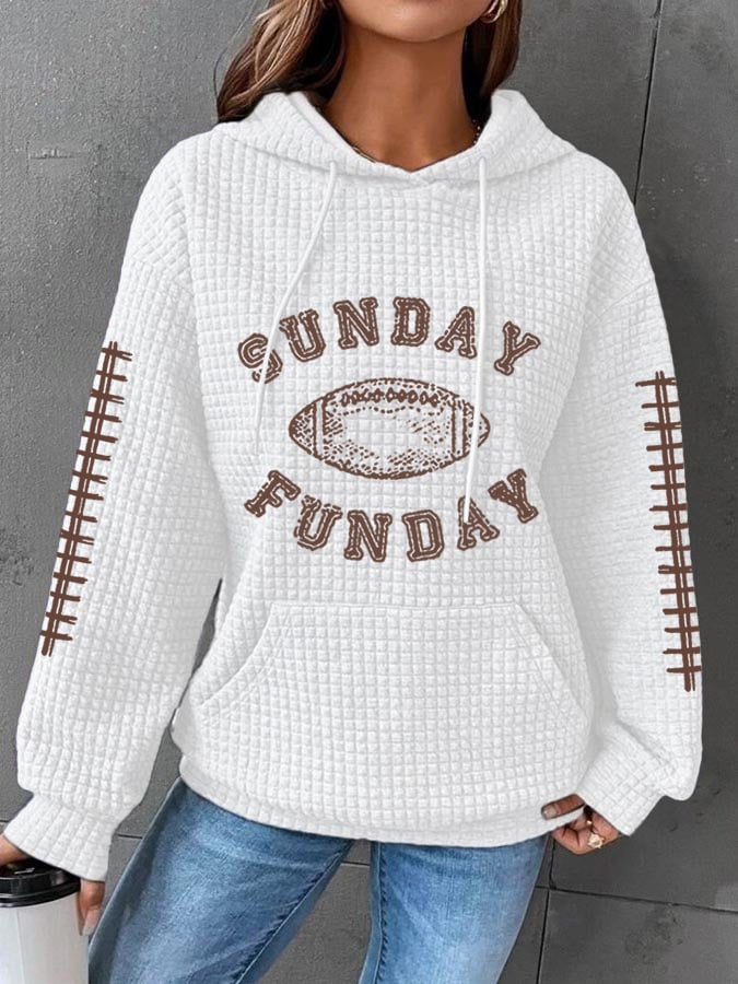 🔥Buy 2 Get 5% Off🔥Women's Sunday Funday Football Fans Lovers Gameday Casual Waffle Hoodie