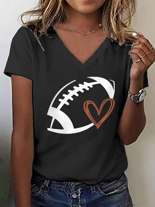 Women's Football Lovers Fans Gameday Casual V-Neck Tee