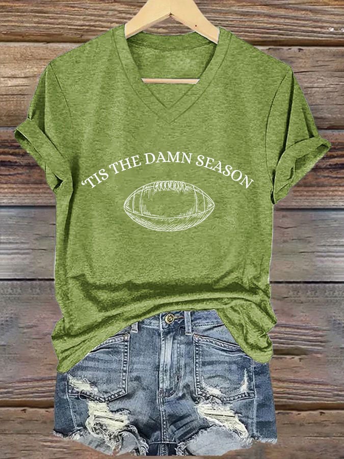 🔥Buy 2 Get 5% Off🔥Women's Tis The Damn Season Printed Casual V-Neck T-Shirt