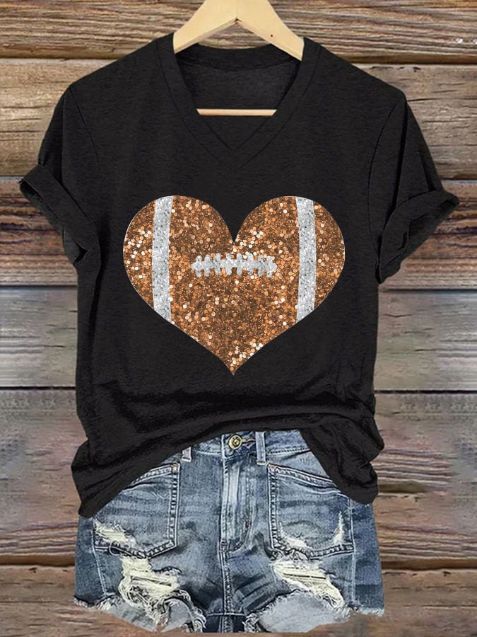 🔥Buy 2 Get 5% Off🔥Women's Sequined Football Print Casual T-Shirt