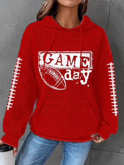 🔥Buy 2 Get 5% Off🔥Women's Football Fans Lovers Gameday Casual Waffle Hoodie