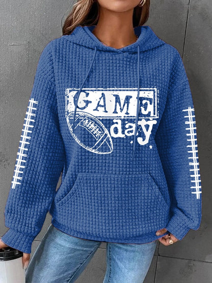 🔥Buy 2 Get 5% Off🔥Women's Football Fans Lovers Gameday Casual Waffle Hoodie