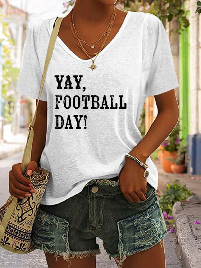 🔥Buy 2 Get 5% Off🔥Women's Yay Football Day Print T-Shirt