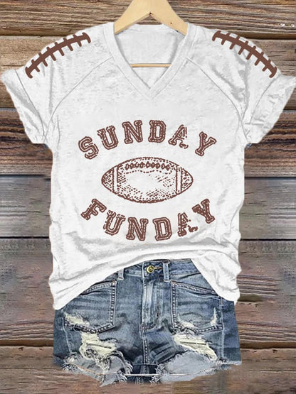 🔥Buy 2 Get 5% Off🔥Women's Sunday Funday Football Fans Lovers Gameday Casual V-Neck Tee