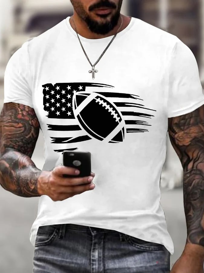 🔥Buy 2 Get 5% Off🔥Men's Football Fans Lovers Gameday American Flag Casual Tee