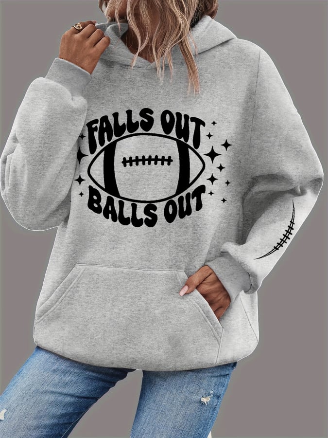 Women's Falls Out Balls Out Football Print Casual Sweatshirt