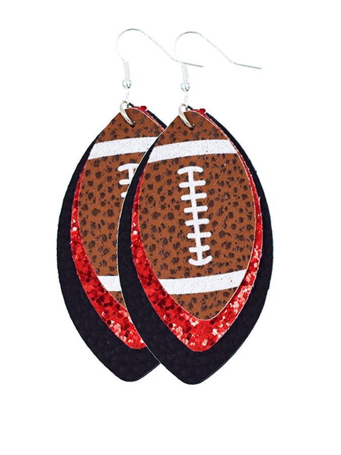 Rugby Drop Leather Earrings