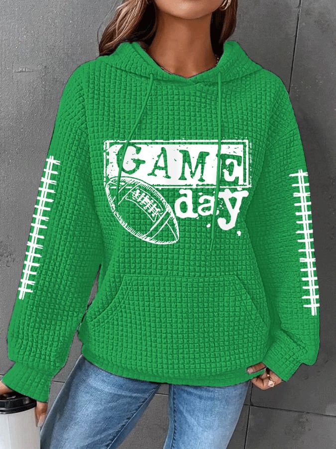 🔥Buy 2 Get 5% Off🔥Women's Football Fans Lovers Gameday Casual Waffle Hoodie