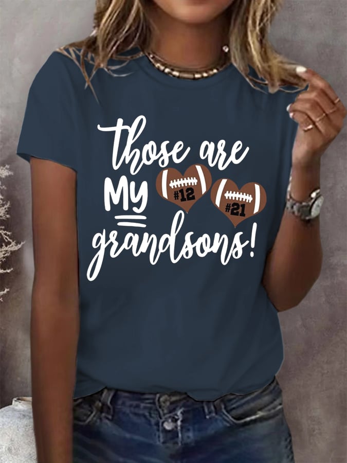 Women's Those Are My Grandsons Football  Casual T-Shirt