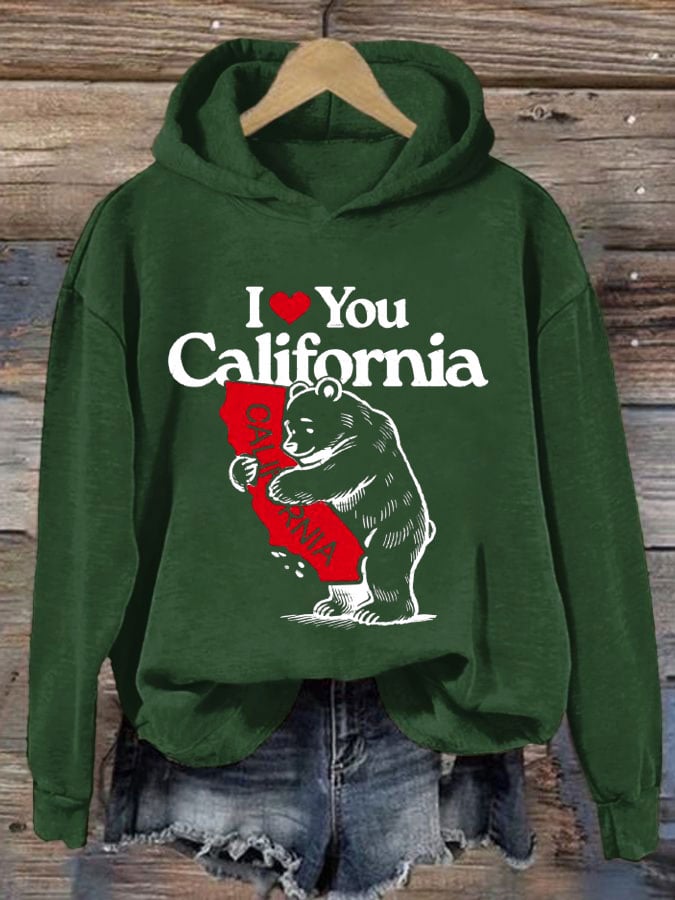 Women's California Strong Print Casual Hoodie