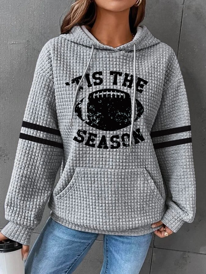 🔥Buy 2 Get 5% Off🔥Women'S Tis The Season Football Print Casual Waffle Hoodie