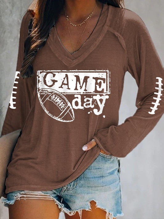 Women's Football Fans Lover Gameday Casual Long-Sleeve Top