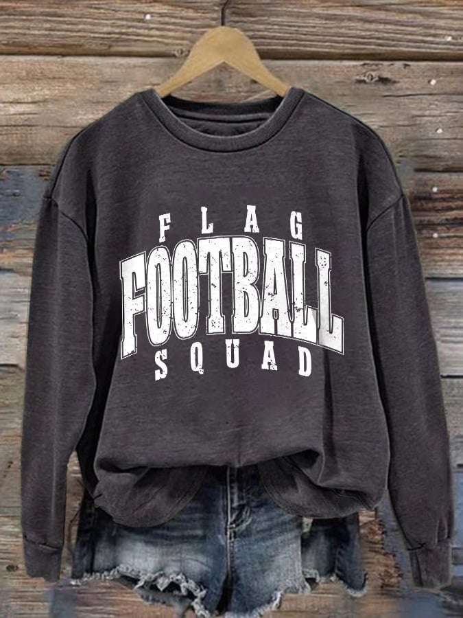 Retro Flag Football Squad Print Sweatshirt