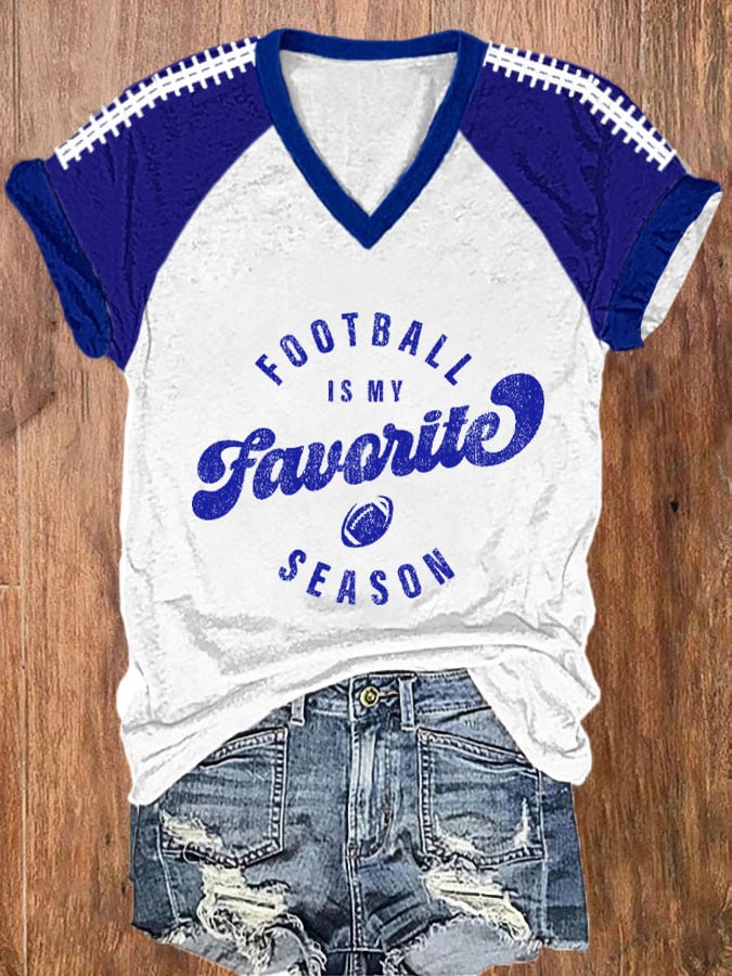 🔥Buy 2 Get 5% Off🔥Women's Football Fans Lovers Football Is My Favorite Season Casual V-Neck Tee