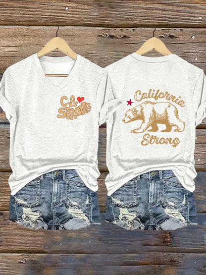 Women's Strong California Print Casual T-Shirt