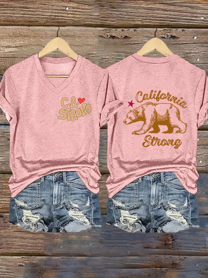 Women's Strong California Print Casual T-Shirt