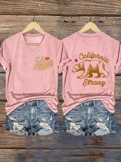 Women's Strong California Print Casual T-Shirt