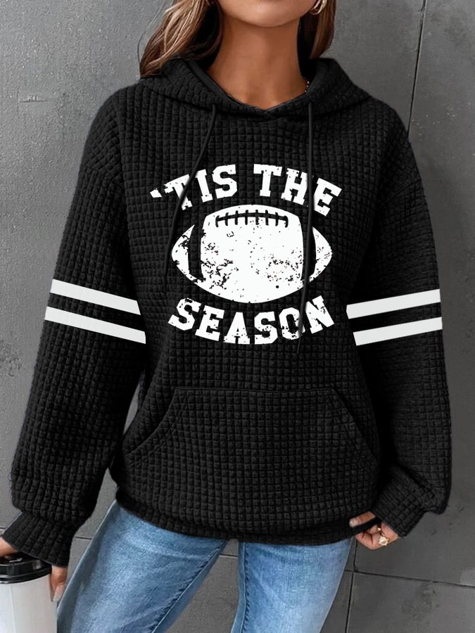 🔥Buy 2 Get 5% Off🔥Women'S Tis The Season Football Print Casual Waffle Hoodie