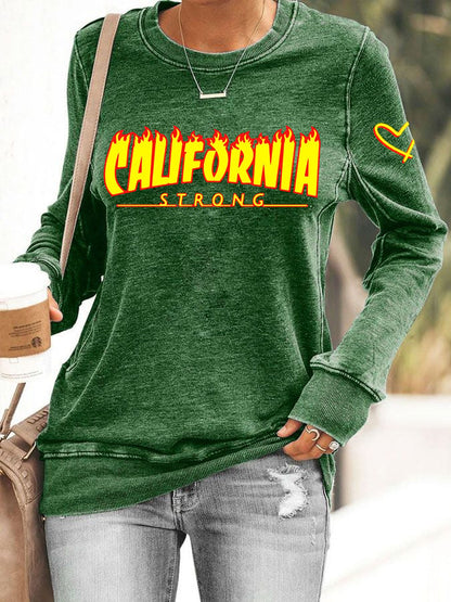 Women's California Strong Print Crewneck Sweatshirt