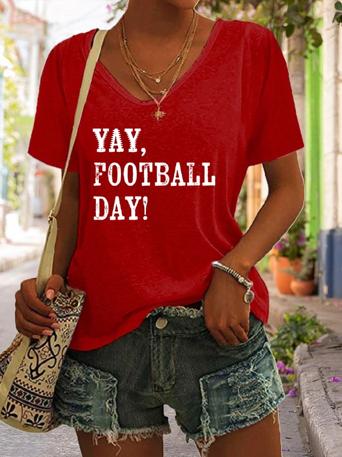 🔥Buy 2 Get 5% Off🔥Women's Yay Football Day Print T-Shirt